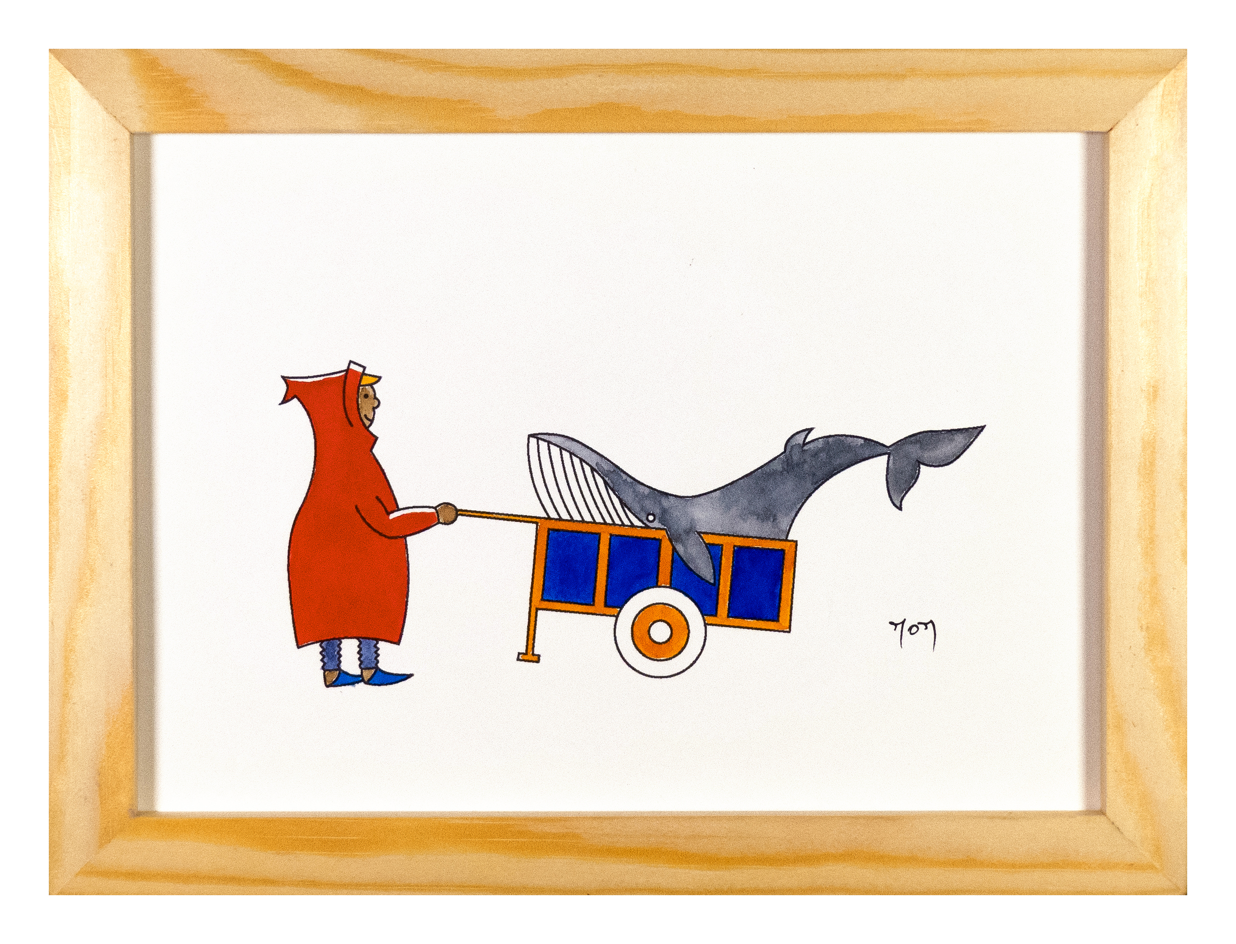 Aquarelle "Carrossa livreur de baleine". Format 20 x 15 cm.